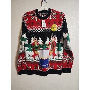 33 Degrees Kohl's Ugly Christmas Sweater with Drink Pocket Reindeer sz M